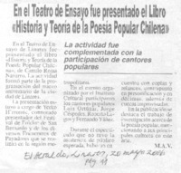 En el Teatro de Ensayo fue presentado el libro "Historia y Teoría de la Poesía Popular Chilena"