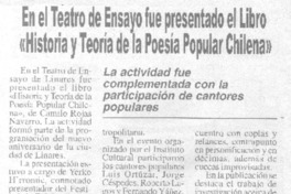 En el Teatro de Ensayo fue presentado el libro "Historia y Teoría de la Poesía Popular Chilena"