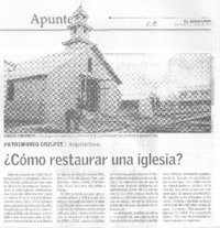 ¿Cómo restaurar una iglesia?