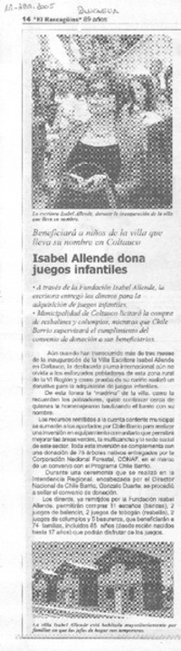 Isabel Allnde dona juegos infantiles