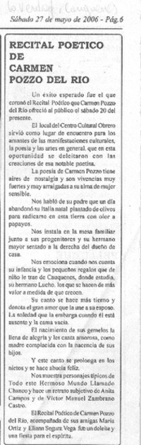 Recital poético de Carmen Pozzo del Río