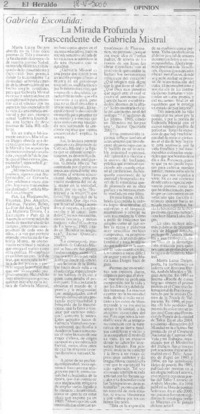 La Mirada profunda y trascendente de Gabriela Mistral