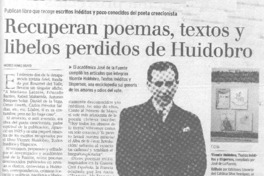 Recuperan poemas, textos y libelos perdidos de Huidobro