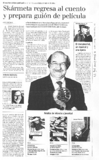 Skármeta regresa al cuento y prepara guión de película