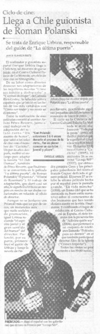 Llega a Chile guionista de Roman Polanski