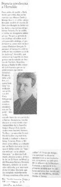 Francia condecora a Herralde