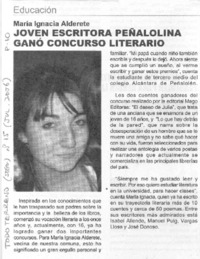 Joven escritora peñalolina ganó concurso literario