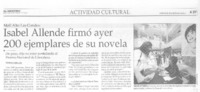 Isabel Allende firmó ayer 200 ejemplares de su novela