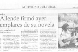 Isabel Allende firmó ayer 200 ejemplares de su novela