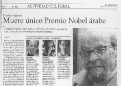 Muere único Premio Nobel árabe