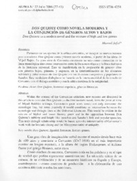 Don Quijote como novela moderna y la conujnción de géneros altos y bajos