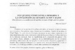 Don Quijote como novela moderna y la conujnción de géneros altos y bajos