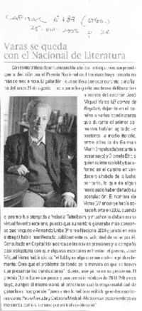 Varas se queda con el Nacional de Literatura