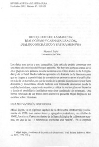 Dialogismo y carnavalización, diálogo socrático y sátira menipea