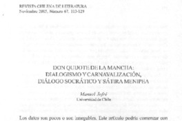 Dialogismo y carnavalización, diálogo socrático y sátira menipea