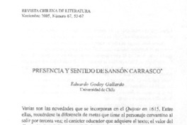 Presencia y sentido de Sansón Carrasco