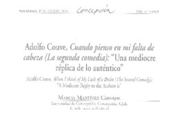 Adolfo Couve, Cuando pienso en mi falta de cabeza (La segunda comedia): "Una mediocre réplica de lo auténtico"