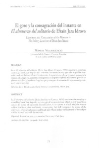 El Gozo y la consagración del instante en El almuerzo del solitario de Efraín Jara Idrovo