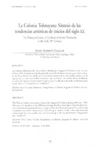 La Colonia Tolstoyana: Síntesis de las tendencias artísticas de inicios del siglo XX