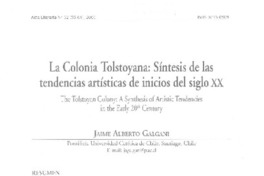 La Colonia Tolstoyana: Síntesis de las tendencias artísticas de inicios del siglo XX