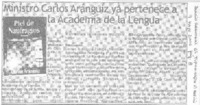 Ministro Carlos Aránguiz ya pertenece a la Academia de la Lengua