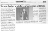 Versos, teatro y folclor en homenaje a Neruda
