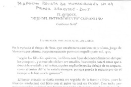 El Quijote "Hijo del entendimiento" cervantino