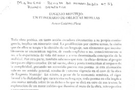 Eugenio Montejo: un itinerario de oblicuas huellas