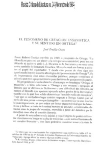 El Fenómeno de creación ensayística y su sentido en Ortega