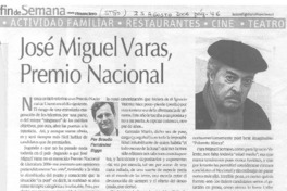 José Miguel Varas, Premio Nacional