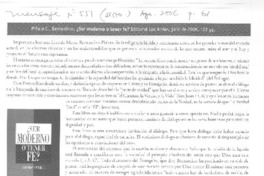 ¿Ser modernos o tener fe?