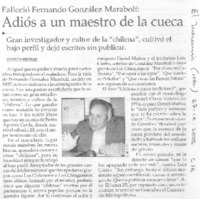 Adiós a un maestro de la cueca.