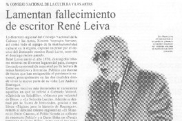 Lamentan fallecimiento de escritor René Leiva.