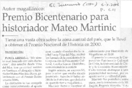 Premio Bicentenario para historiador Mateo Martinic