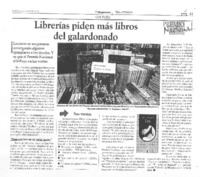 Librerías piden más libros del galardonado