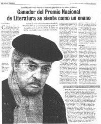 Ganador del Premio Nacional de Literatura se siente cono un enano