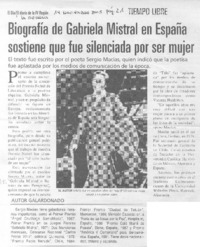 Biografía de Gabriela Mistral en España sostiene que fue silenciada por ser mujer