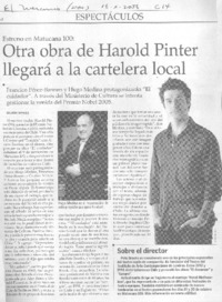 Otra obra de Harold Pinter llegará a la cartelera local