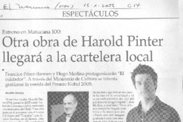 Otra obra de Harold Pinter llegará a la cartelera local