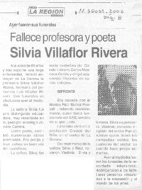 Fallece profesora y poeta Silvia Villaflor Rivera