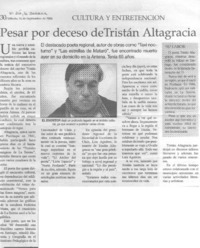 Pesar por deceso de Tristán Altagracia