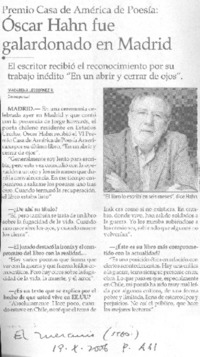 Óscar Hahn fue galardonado en Madrid (entrevista)