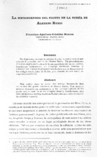 La metamorfosis del sujeto en la poesía de Alberto Rubio