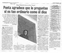 Poeta agradece que le pregunten si es tan ordinario como él dice (entrevista)