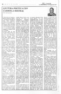 Lectura poética con Gabriela Mistral