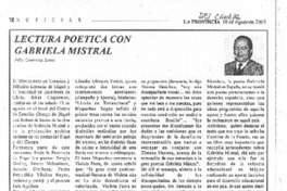 Lectura poética con Gabriela Mistral