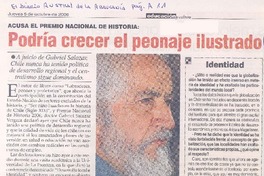 Acusa el Premio Nacional de Historia : Podria crecer el peonaje ilustrado