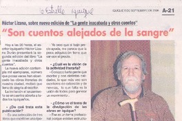 Héctor Lizana, sobre la nueva edición de "La gente inacabada y otros cuentos" : "son cuentos alejados de la sangre"