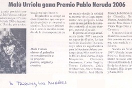 Malú Urriola gana Premio Pablo Neruda 2006
