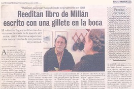 "Relación personal" fue publicado originalmente en 1968 : reeditan libro de Millán escrito con una gillete en la boca